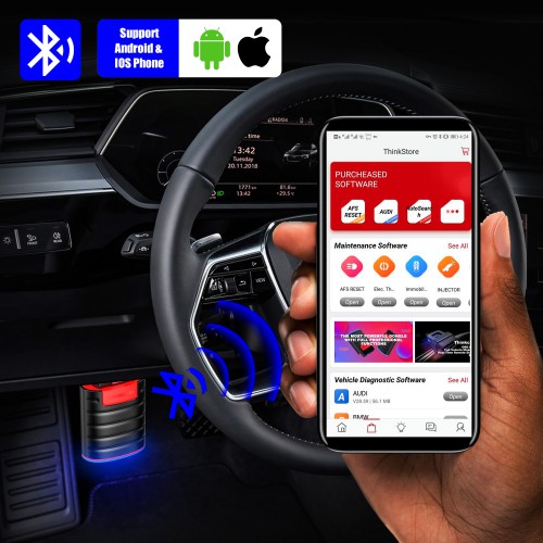 (UK/US/EU Ship) Thinkdiag Bidirectional OBDII Bluetooth Scanner for iPhone & Android with 16 Reset Services & 3 Free Software