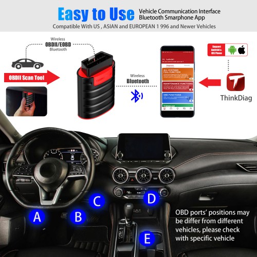 (UK/US/EU Ship) Thinkdiag Bidirectional OBDII Bluetooth Scanner for iPhone & Android with 16 Reset Services & 3 Free Software