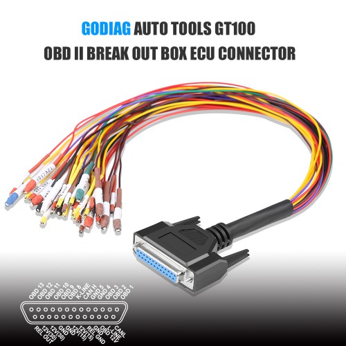 Colorful Jumper Cable DB25 for GODIAG GT100 OBD2 Breakout Box Free Shipping