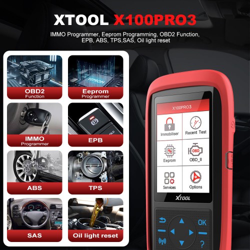 XTOOL X100 PRO3 Auto Key Programmer Add 7 Special Functions ABS, TPS, EPB, SAS, Oil reset, eps and Throttle Relearn Than X100 PRO2