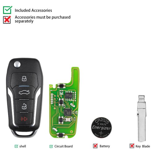 Hot Xhorse X013 Series Universal Remote Key Fob 4 Button Ford Type (WIRE REMOTE Key) 5pcs/lot