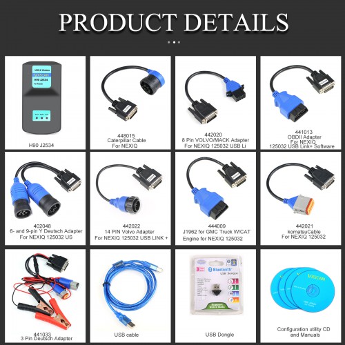 Bluetooth VXSCAN H90 J2534 Diesel Truck Diagnosis Interface And Software With All Installers Same as NEXIQ USB LINK 2