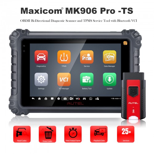 2024 Autel MaxiCOM MK906 Pro-TS Automotive TPMS Relearn Tool Support FCA SGW AutoAuth and VAG Guided Functions