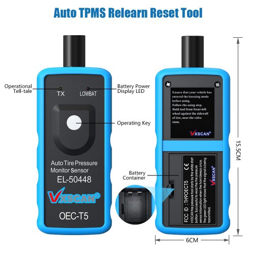 (US/UK Ship No Tax) Hot Sale EL-50448 EL50448 Auto Tire Pressure Monitor Sensor VXSCAN TPMS Reset Tool OEC-T5 for GM Series Vehicle