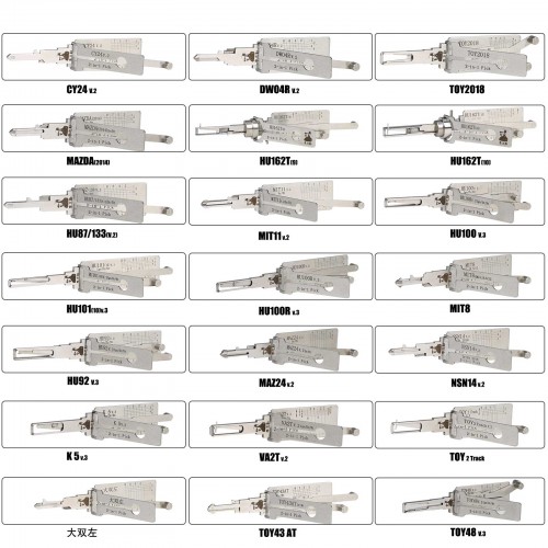 Original Lishi 32pcs Kit Auto Car Door Lock Pick 2-in-1 Decoder Locksmith Tool