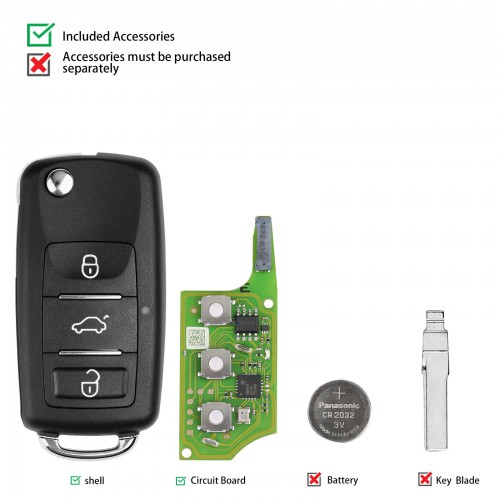 10pcs Xhorse XEB510EN Volkswagen B5 Type Super Remote with XT27B Super Chip