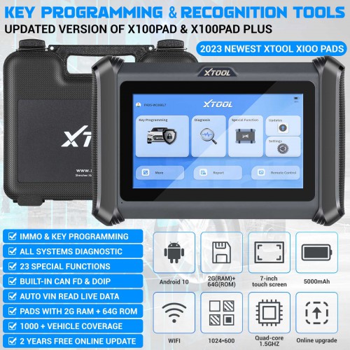 [No Tax] XTOOL X100 PADS Auto Key Programmer and Full system diagnostic Built-in CAN FD DOIP 23 Services Update of X100 PAD & PAD PLUS