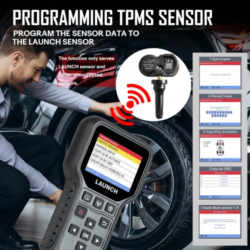 [US/EU Ship] LAUNCH CRT5011E TPMS Relearn Tool TPMS Sensor (315+433MHz) Read/Activate/Programming/Relearn/Reset,Key Fob Test Lifetime Free Update