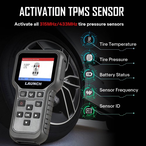 [US/EU Ship] LAUNCH CRT5011E TPMS Relearn Tool TPMS Sensor (315+433MHz) Read/Activate/Programming/Relearn/Reset,Key Fob Test Lifetime Free Update