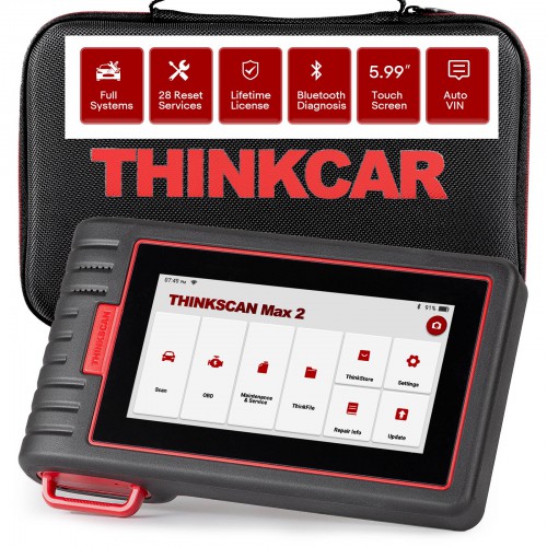 2024 THINKCAR ThinkScan Max 2 Full System Diagnostic with CAN-FD, FCA AutoAuth 28+ Resets, IMMO/ABS Bleeding/Crankshaft Relearn Lifetime Free Update