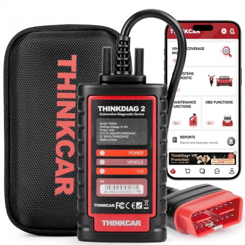 2024 THINKCAR Thinkdiag 2 All System Bidirectional Control for iOS & Android, Bluetooth with CAN-FD, AutoVIN 15+ Reset Functions, ECU Coding