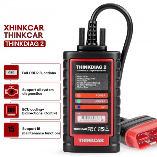 2024 THINKCAR Thinkdiag 2 All System Bidirectional Control for iOS & Android, Bluetooth with CAN-FD, AutoVIN 15+ Reset Functions, ECU Coding