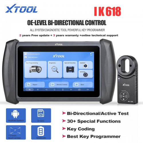 XTOOL InPlus IK618 OE-Level Bi-directional Control All System Diagnostic Tool Powerful Key Programmer