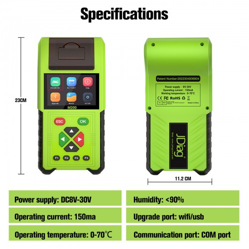 JDiag M200 Handheld Motorcycle Diagnostic Tool, Dual System Motorcycle Tester + Professional Battery Tester Full Version