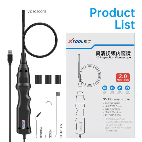 XTOOL XV200 8.5mm HD Endoscope Camera Micro 8 LED Car Endoscope Inspection Borescope upgraded of XV100 Work with D7S, D7W, D8, D8S, D8W, D9s, D9S PRO