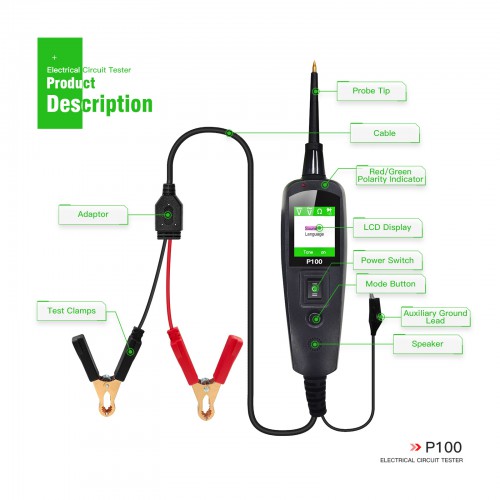 TOPDIAG P100 2 Meters Long Automotive Circuit Diagnostic Tester