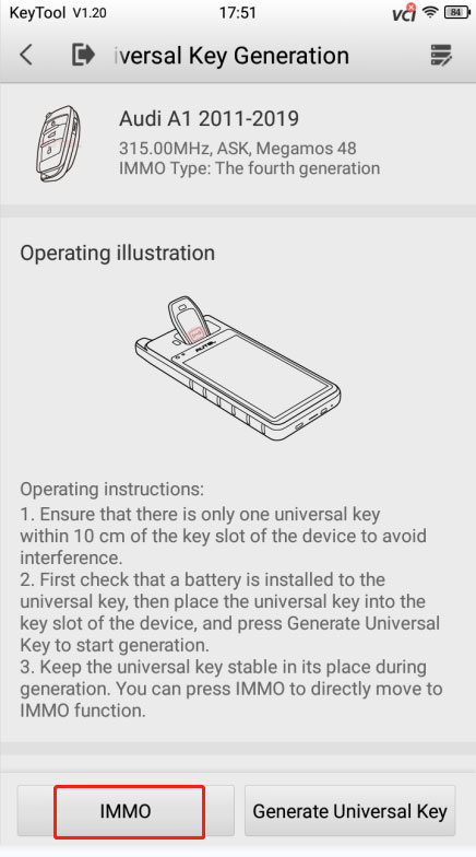 Generate Key via Autel KM100 2